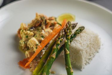 Mixed mussels, Calamari and Sri lankan Freshwater Prawns in a Coriander Butter